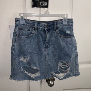pacsun denim ripped skirt